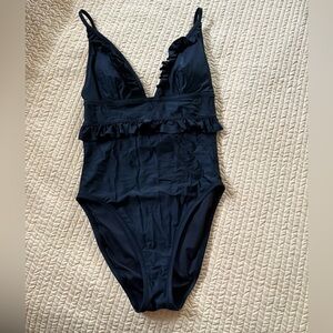 Ruffled V-Neck One-Piece Swimsuit- J Crew